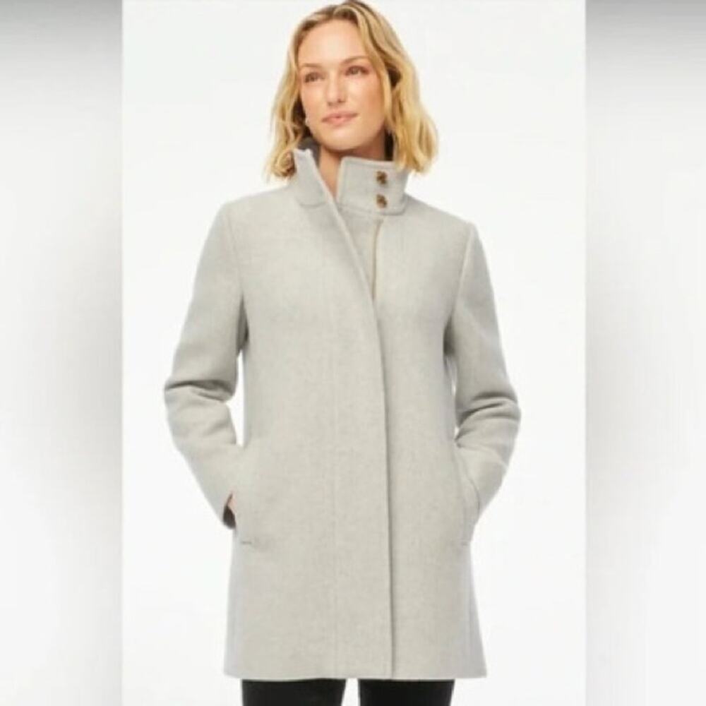 J. Crew Button Neck City Coat in Heather Dusk Gray Classic Preppy 1X NWT